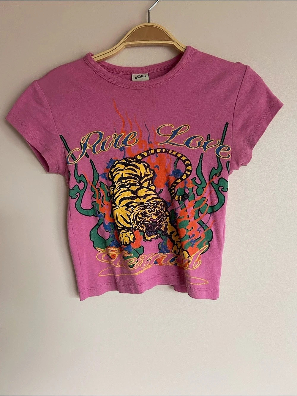 Urban Outfitters Pure Love Tiger Graphic Baby Tee Pink Small. Never Worn